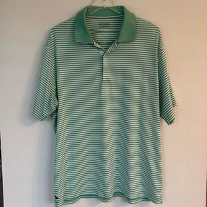 UNTUCKit Polo Shirt Green White Stripe Short Sleeve Stretch Fabric Size XXL